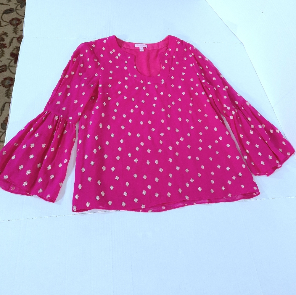 Lilly Pulitzer Amory Starry Clip Chiffon Top Piñata Pink